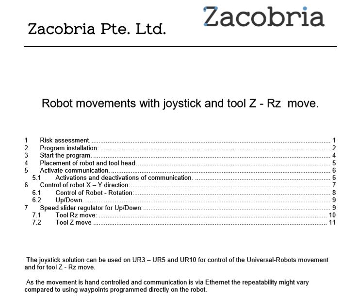 Manual: Tool Z-Rz joystick application controlling a Universal-Robots.