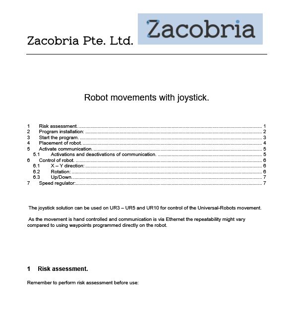 Manual: Basic joystick application controlling a Universal-Robots.