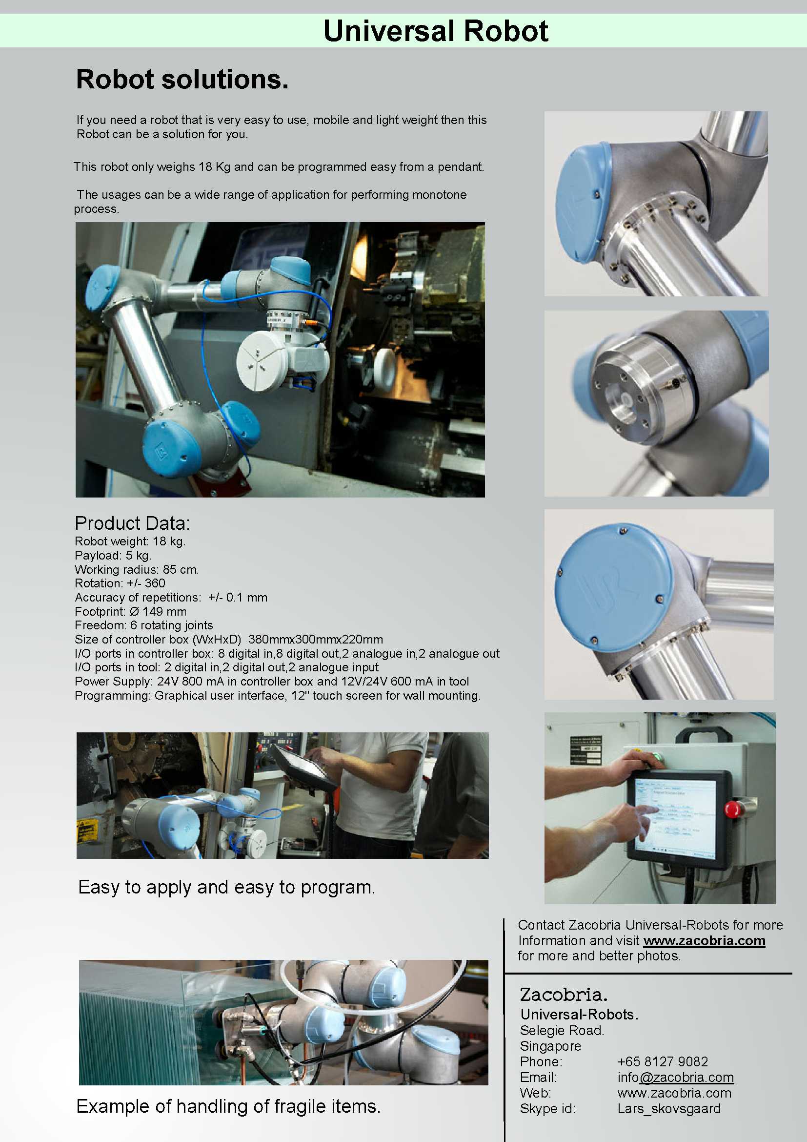 Download productsheet for industrial robot in pdf