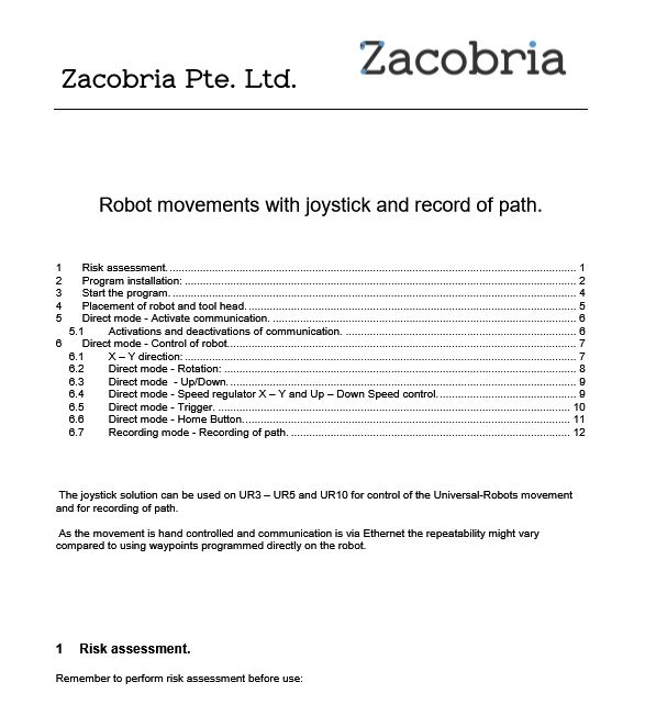 Manual for joystick solution with recording of path for blasting application.